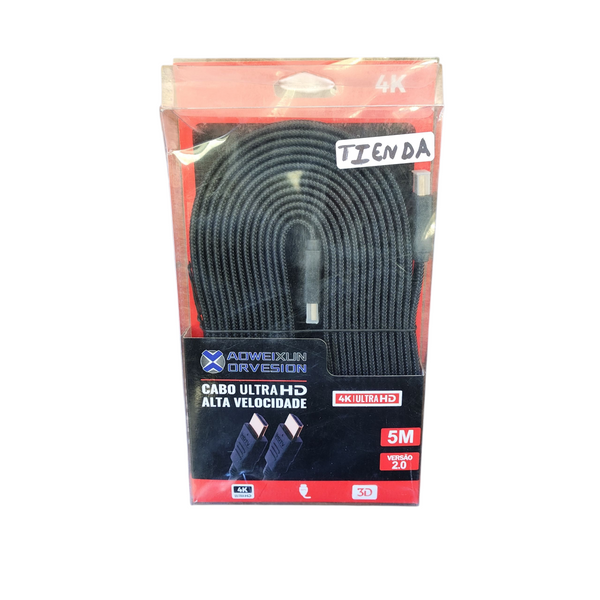 cable hdmi plano 5 metros reforzado full hd 4k