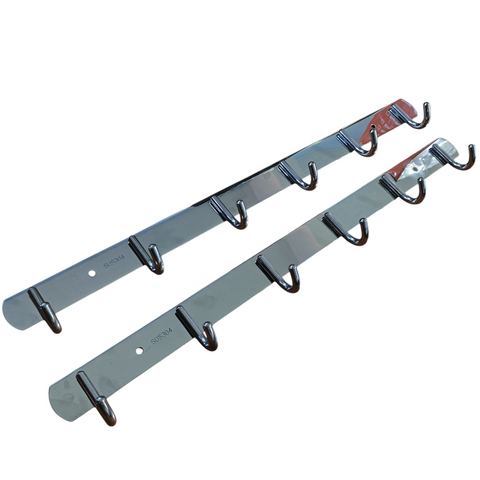 Percheros de acero inoxidable 6 ganchos pared 2 pzs