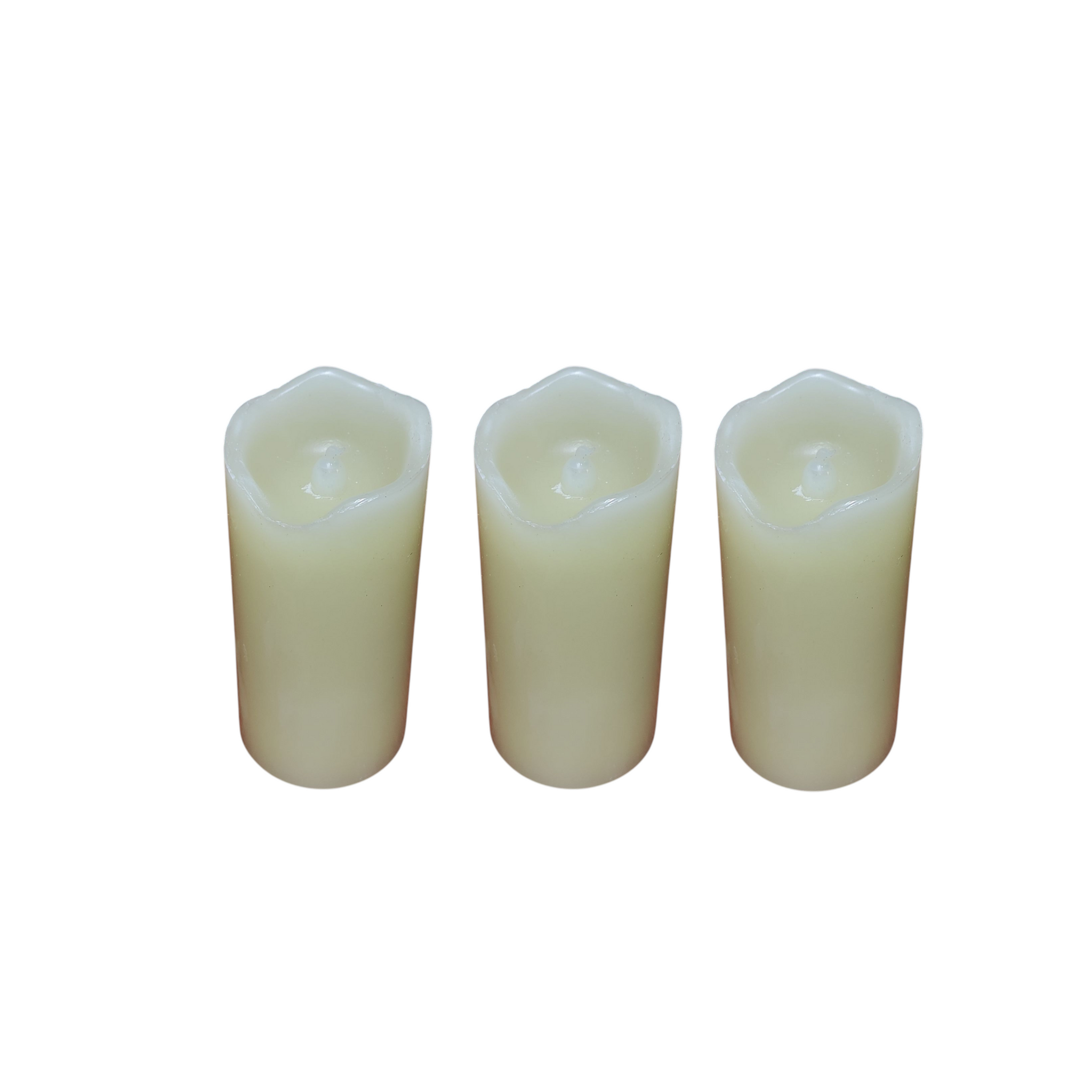 Pack 3 Vela luz led decorativa de plastico 10cm I/E