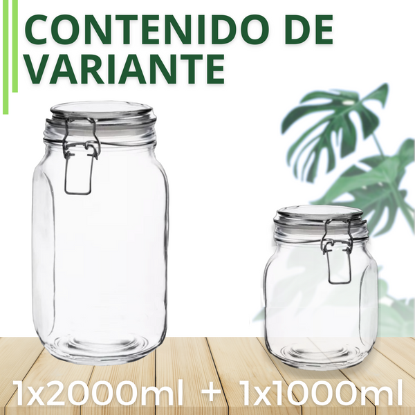 Tarro Hermetico tapa Frasco Vidrio 500-1500ml pack Mayoreo