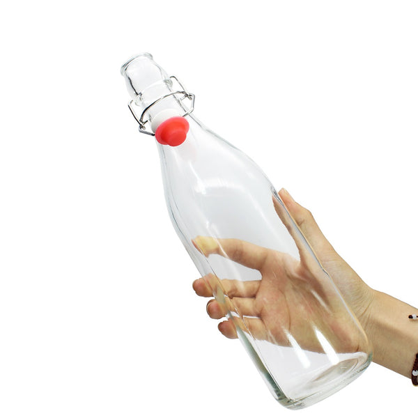 12 Botellas De Vidrio + Tapón Mecánico 1000ml