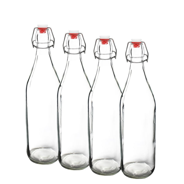 12 Botellas De Vidrio + Tapón Mecánico 1000ml