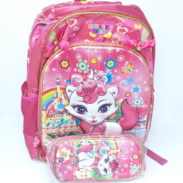 Mochila Niña Golden Kids Gatita  Kub108 Con Lapicera