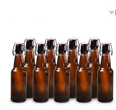 6 Botellas De Vidrio Ambar +  Tapón Mecánico 330ml