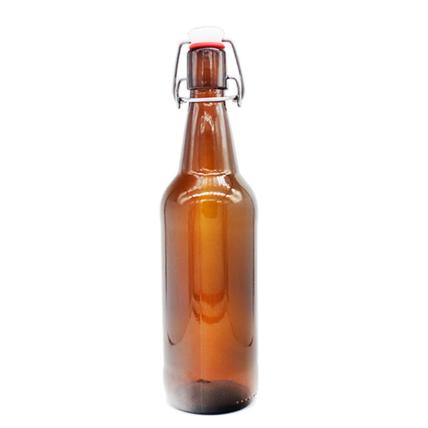 6 Botellas De Vidrio Ambar +  Tapón Mecánico 500ml