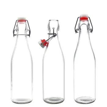 12 Botellas De Vidrio + Tapón Mecánico 1000ml