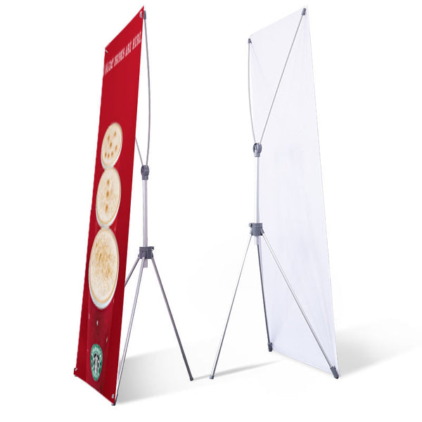 1.1 Tripie publicidad porta X banner ajustable 160x60 a 180x80 acero
