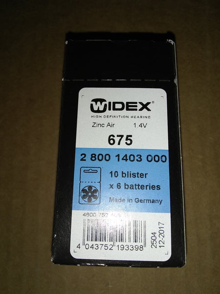 Bateria Pila Auditiva Widex 1.4v Caja 60 Piezas Modelo 675