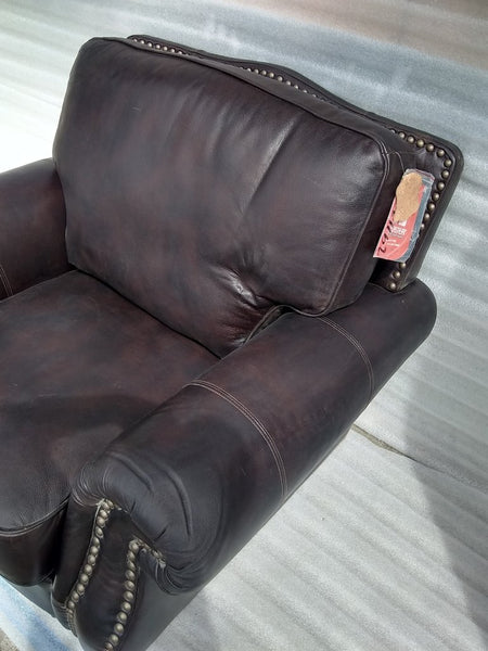 Sofa Individual Vintage Marron Oscuro Tapizado De Cuero