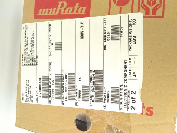 Rollo de Chip 600 OHMS Murata BLM15HG601SN1D 10000 PZA