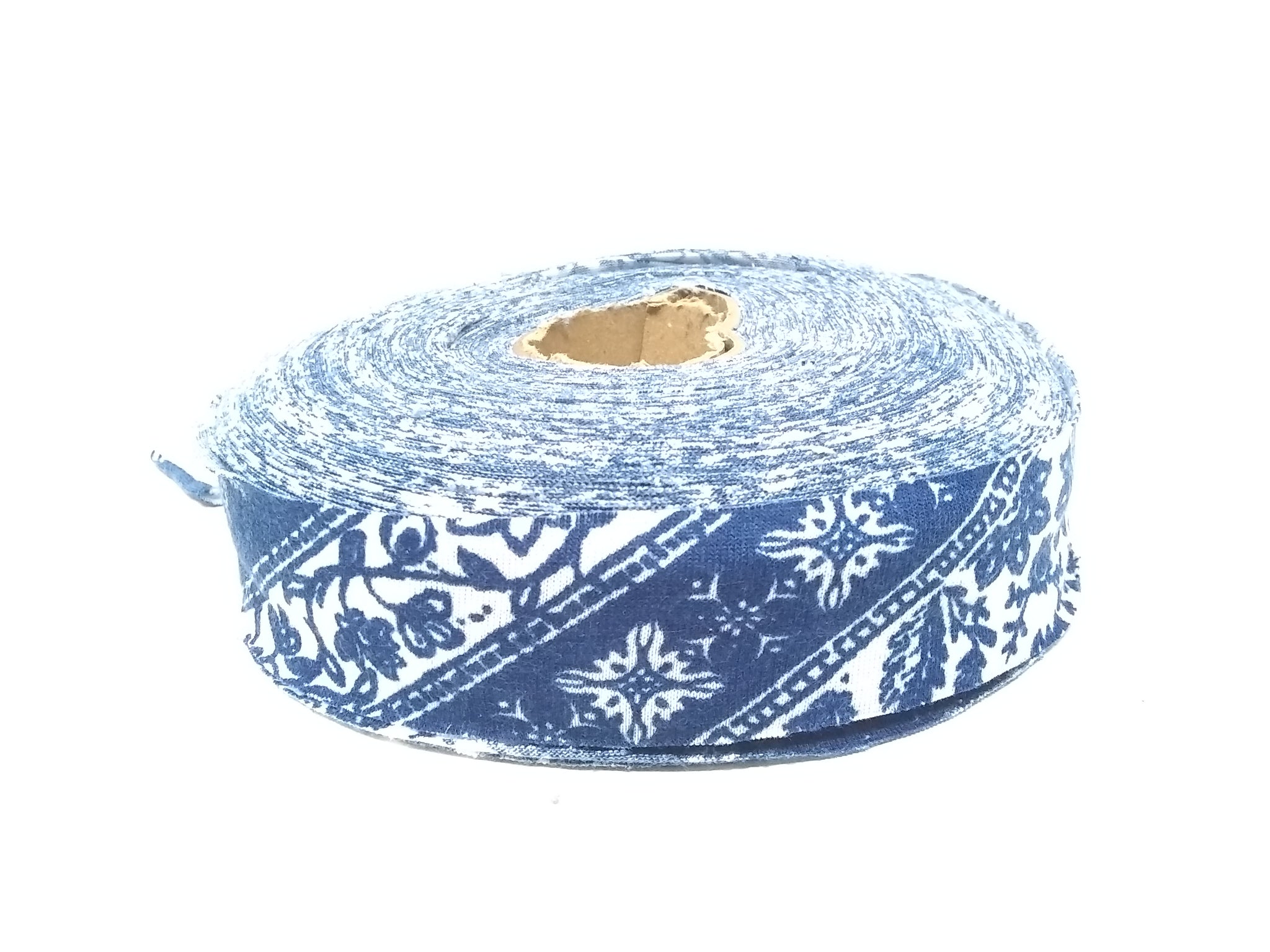Rollo Cinta Elastica Decorativa 1 ½ Azul Con Estampado 100yd