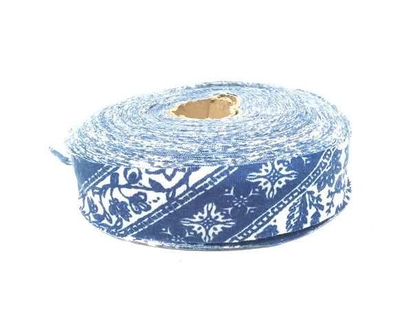 Rollo Cinta Elastica Decorativa 1 ½ Azul Con Estampado 100yd
