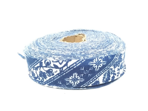 Rollo Cinta Elastica Decorativa 1 ½ Azul Con Estampado 100yd