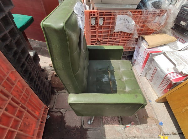 SILLA OFICINA GIRATORIA VERDE VINIPIEL VINTAGE 107 X 65 USADA