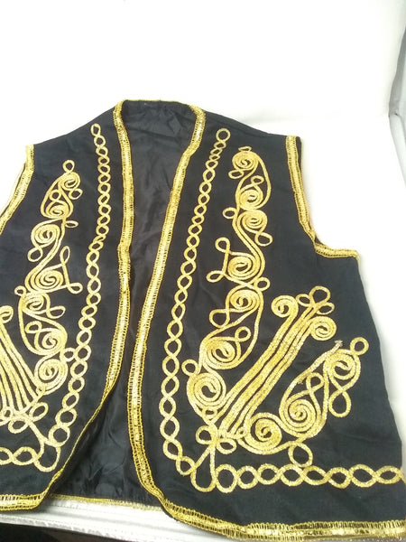 Chaleco Barroco Vintage Negro Con Bordado Dorado Ruya Kayra