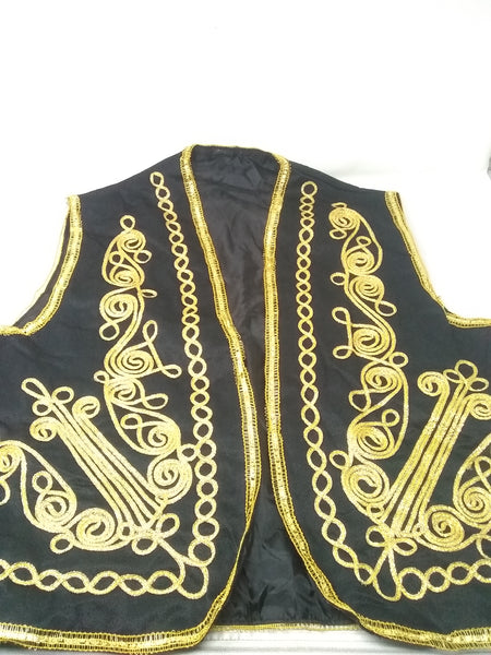 Chaleco Barroco Vintage Negro Con Bordado Dorado Ruya Kayra