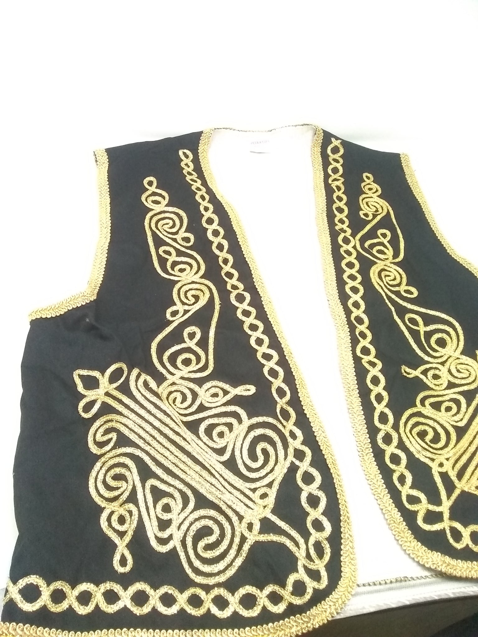 Chaleco Barroco Vintage Negro Con Bordado Dorado Ruya Kayra