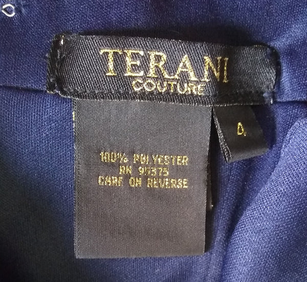 Vestido De Fiesta Terani Couture Mod Navy Talla 4 Color Azul