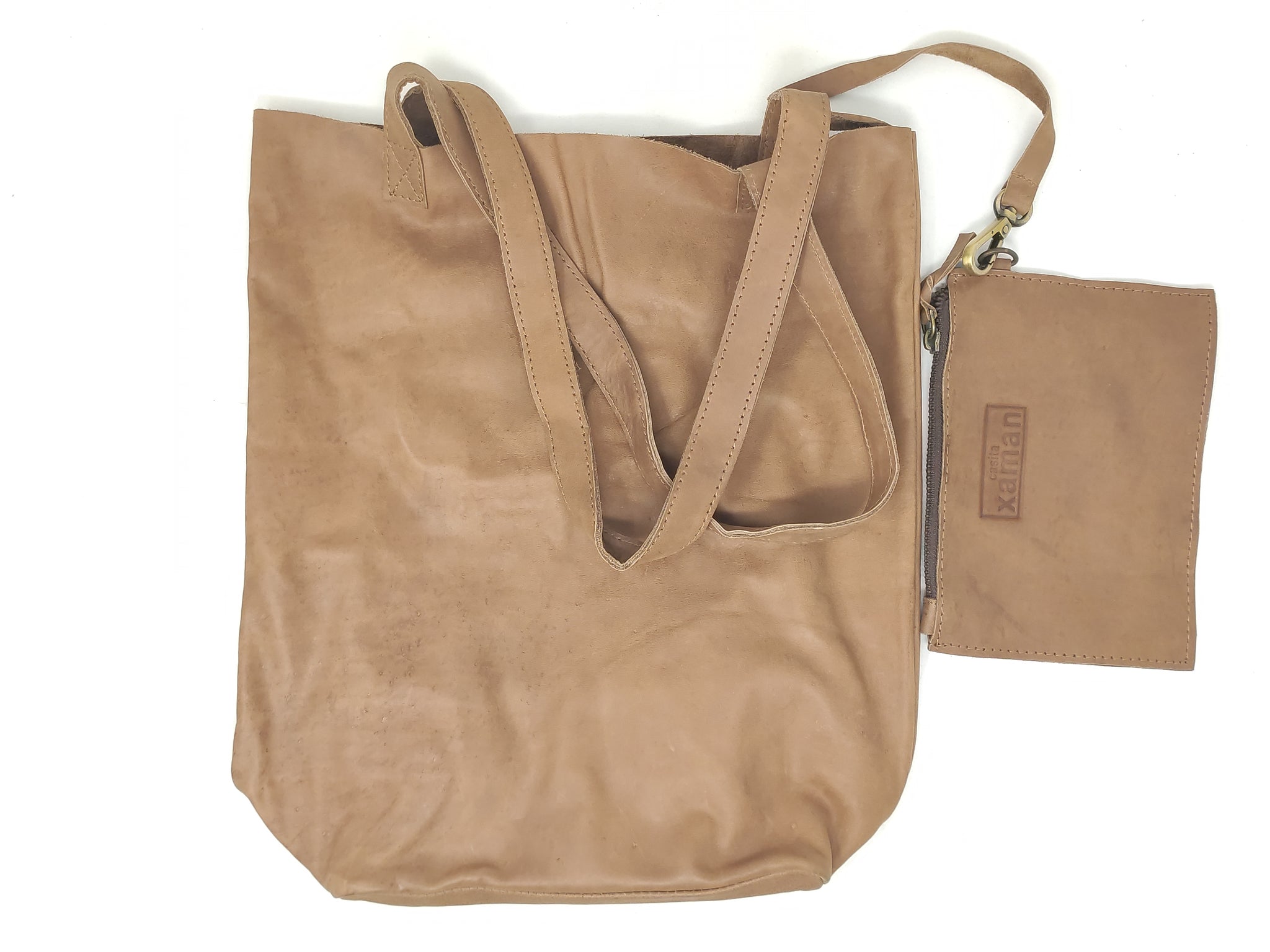 Bolsa De Piel Para Mujer Con Cosmetiquera Casita Xaman