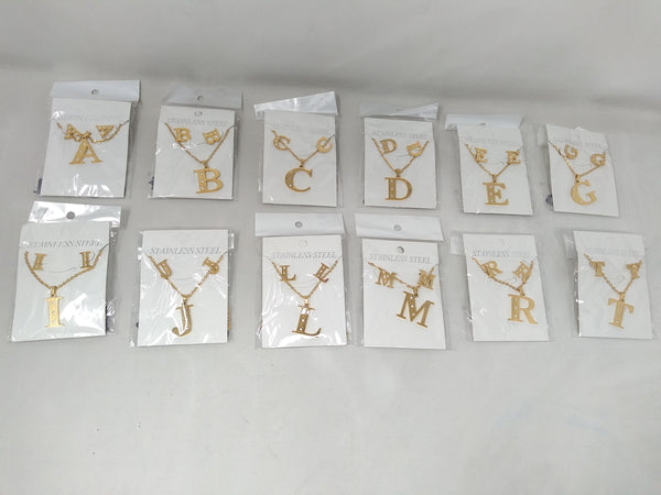 Bisutería Letra Set Cadena Dije Aretes Acero Inox Abecedario