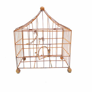 Jaula Vintage Para Aves Pájaros pequeña Bronce 13X30X22