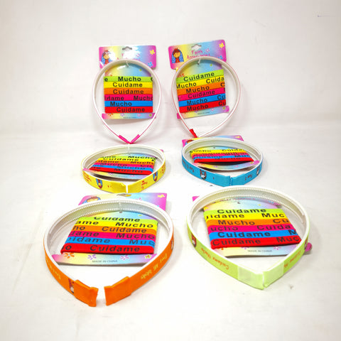 PAQUETE CON 12 DIADEMAS + 6 LIGAS PARA EL CABELLO mensajes