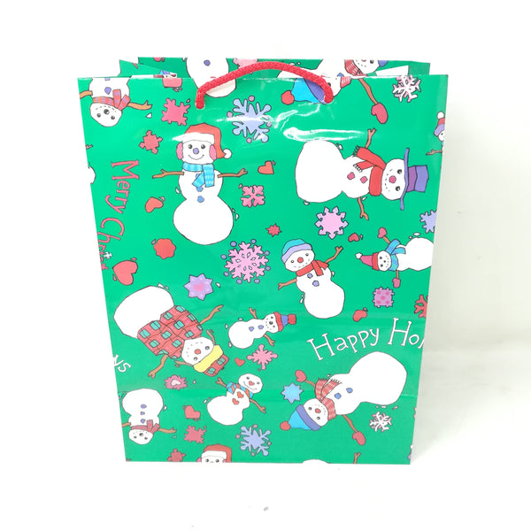bolsa de regalo navideñas 9pzas muñeco de nieve 33x25x14