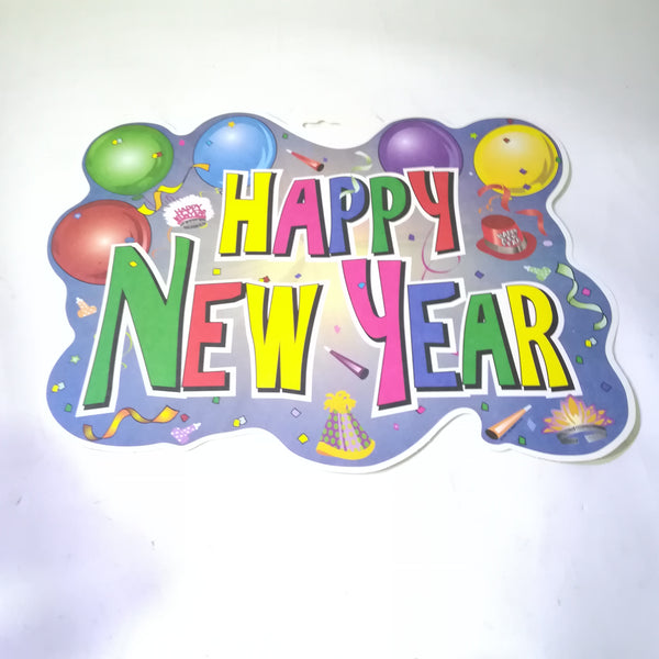 Letrero Carton adorno feliz año nuevo Paquete 12 pzs 38x30cm