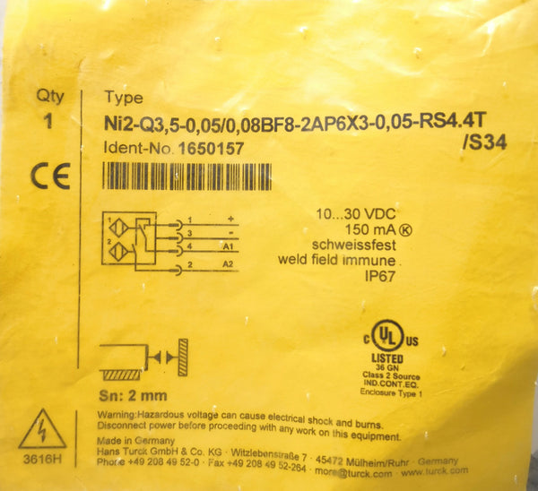 Sensor De Proximidad Inductivo Industrial Turck Ni2-q3 2mm