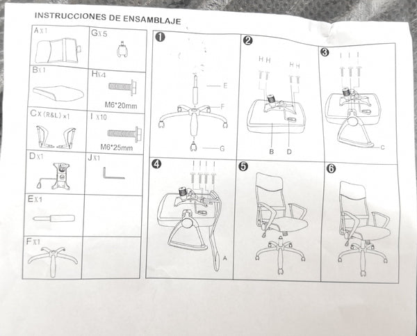 Silla de oficina ejecutiva ergonómica base metálica