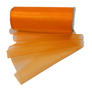Rollo liston de Organza Tela de Tul Naranja Traslucido 15cm x 22m