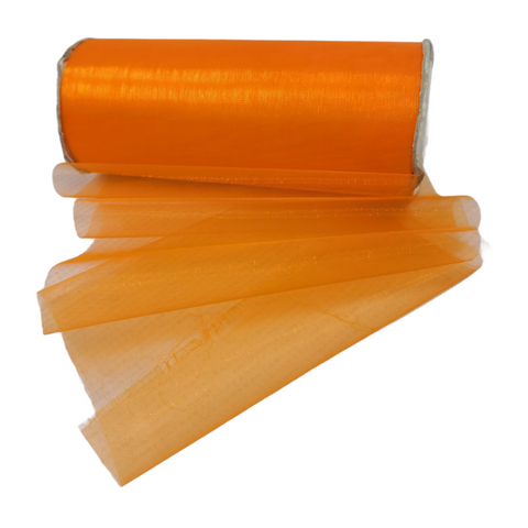 Rollo liston de Organza Tela de Tul Naranja Traslucido 15cm x 22m