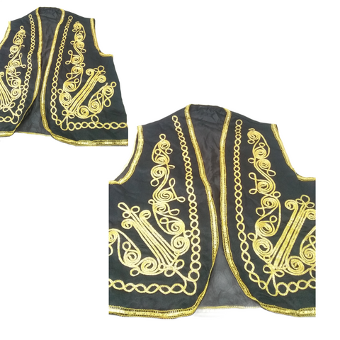 Chaleco Barroco Vintage Negro Con Bordado Dorado Ruya Kayra