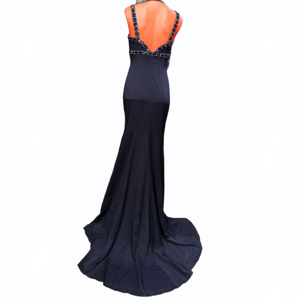 Vestido De Fiesta Terani Couture Mod Navy Talla 4 Color Azul