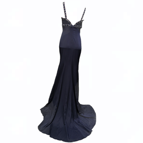 Vestido De Fiesta Terani Couture Mod Navy Talla 4 Color Azul