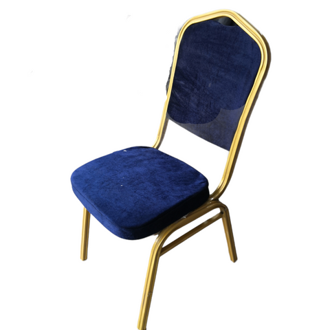 Silla Metálica Decorativa Azul Terciopelo Pack 3pz Usado