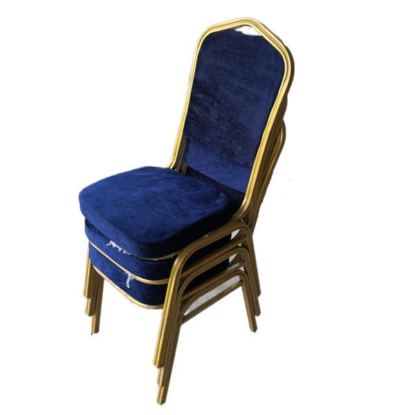 Silla Metálica Decorativa Azul Terciopelo Pack 3pz Usado