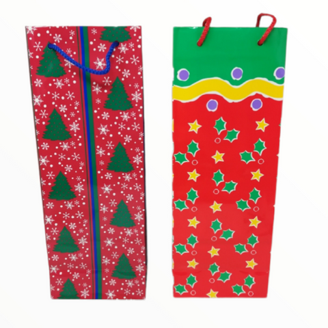 Bolsa para regalo navideñas 6pzas 32x12x8 cms