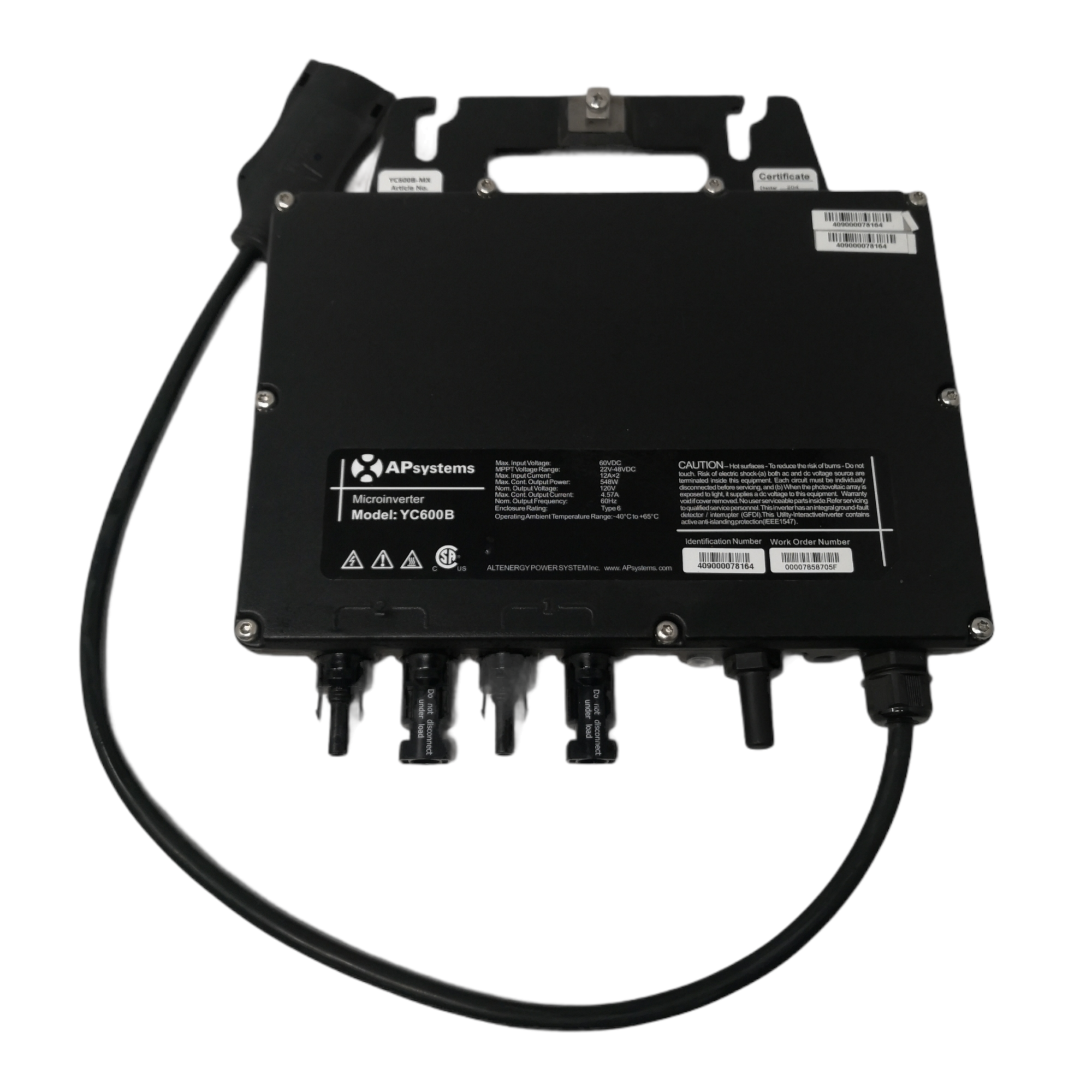 Microinversor APSystems YC600B 548W 120v 2paneles 2f