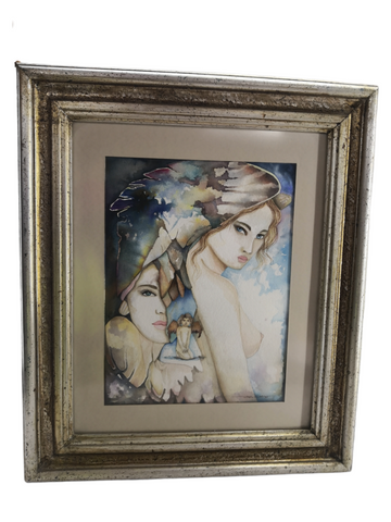Cuadro Marco Decorativo Arte Mujer en Colores 56cm x 67cm