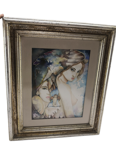 Cuadro Marco Decorativo Arte Mujer en Colores 56cm x 67cm