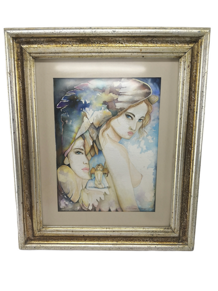 Cuadro Marco Decorativo Arte Mujer en Colores 56cm x 67cm