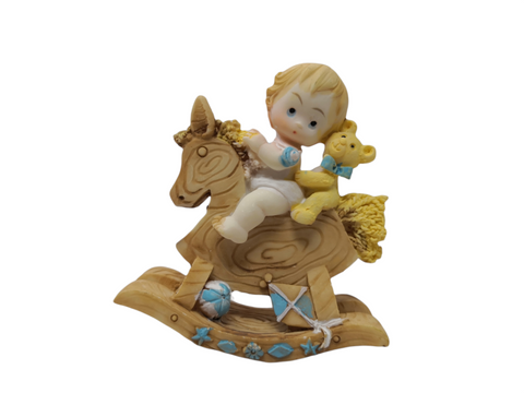 Adorno figura Poli Resina Bautizo Niño Bebe pack 6pz 8x3cm