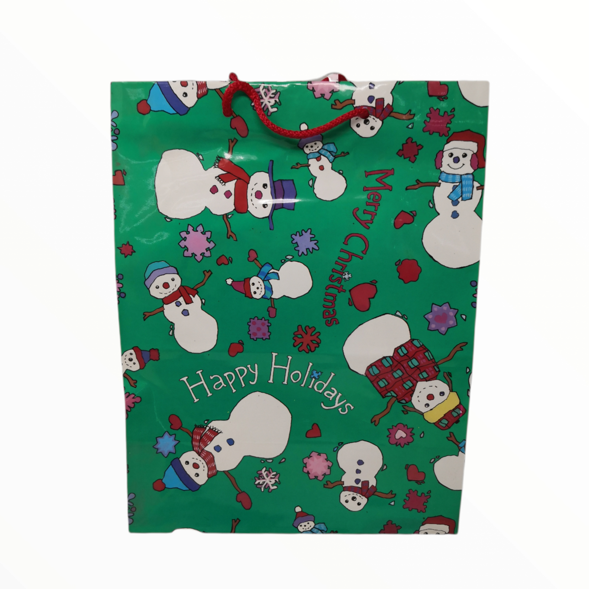 bolsa de regalo navideñas 9pzas muñeco de nieve 33x25x14