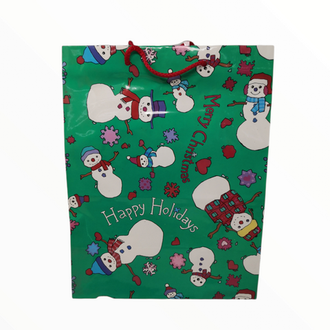 bolsa de regalo navideñas 9pzas muñeco de nieve 33x25x14