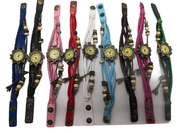 Reloj Vintage dije torre pulsera dama brazalete pack 4 pzs