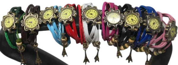 Reloj Vintage dije torre pulsera dama brazalete pack 4 pzs