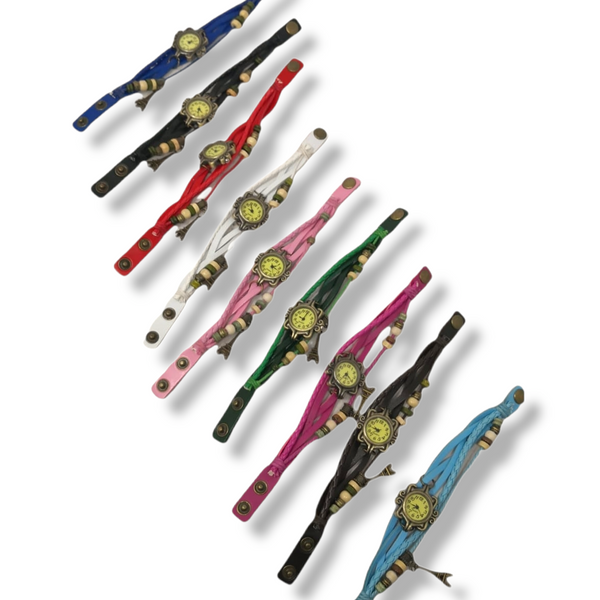 Reloj Vintage dije torre pulsera dama brazalete pack 4 pzs