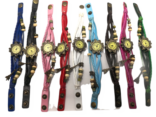 Reloj Vintage dije torre pulsera dama brazalete pack 4 pzs