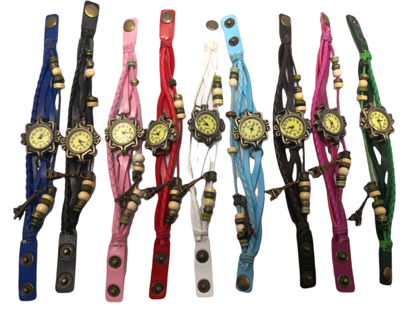 Reloj Vintage dije torre pulsera dama brazalete pack 4 pzs